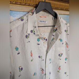 Tommy Bahama White 100% Linen Party Shirt